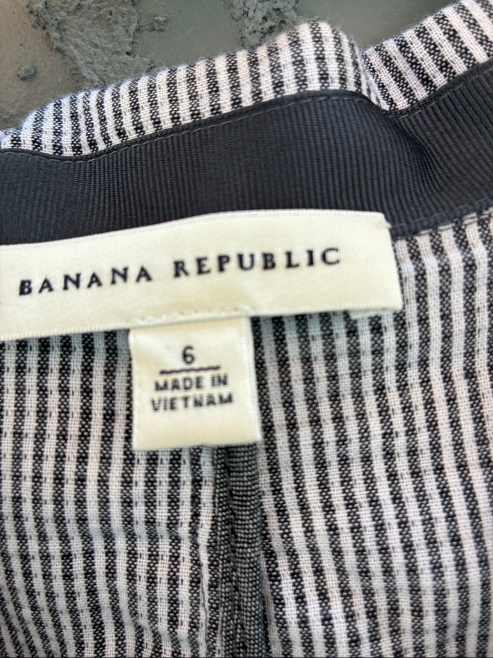 Nautical Coastal Preppy Navy Academia Striped Cotton Blazer Belt Sz 6 Worn 1x - Picture 3 of 5